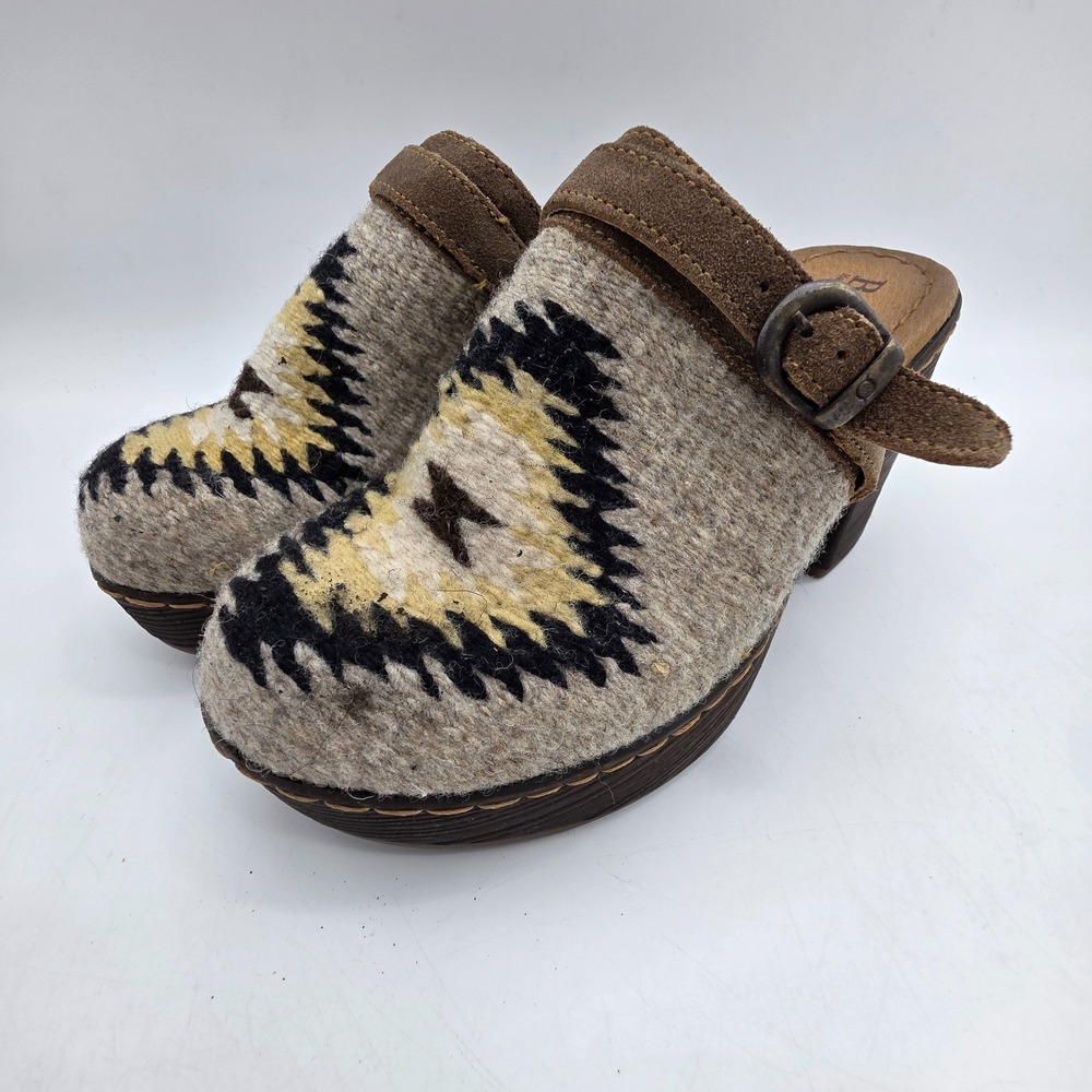 Carmen Clogs by Born Size 6 / 36.5 Western Aztec Blanket Platform Block Heel